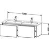 Duravit XSquare XS407501818 База под раковину 1280х478х400 мм, с 2 выдв ящик, цвет белый матовый(для 233613)