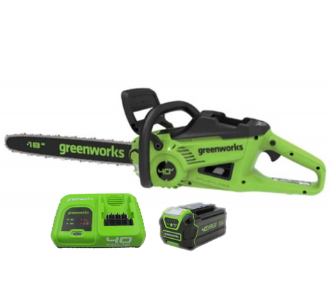Цепная пила аккумуляторная Greenworks GD40CS20XK4 Арт. 2008807UBB, 40V, 40 см, 2000 Вт, бесщеточная, c 1хАКБ 4 Ач и быстрым ЗУ