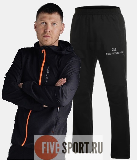 Nordski Run Motion костюм для бега мужской Black-Orange