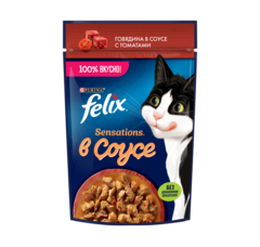 Felix Sensations Sauce Surprise пауч для взрослых кошек говядина томат 75 г