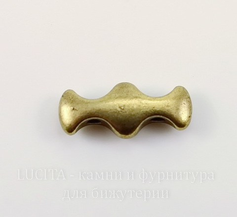 Разделитель на 2 нити TierraCast (цвет-античная латунь) 19х8х4 мм