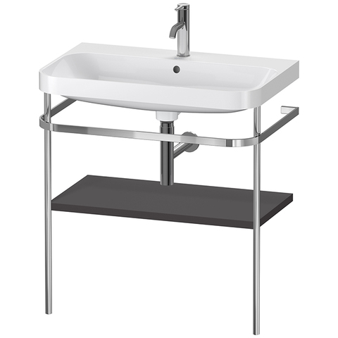 Duravit Happy D.2 Plus HP4837O8080 Консоль напольная с умывальником 775х490х850 мм, с 1 отв под смесит,1 полка, вып. и сифон в комплекте, цвет Графит суперматовый