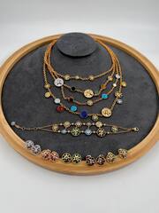85041 - Колье многоярусное ROSE de VENTS с круглыми подвесками с натуральными вставками rose VGOLD