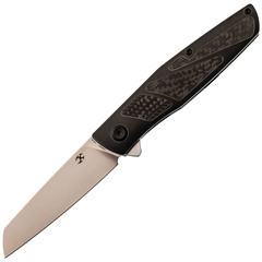 Фото Складной нож Kansept Cru stonewash сталь S35VN, рукоять Blackwash Titanium/Twill Carbon Fiber