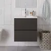 BelBagno UNO-600-2C-SO-GSO База под раковину подвесная с фрезерованными ручками по всей длине фасада с двумя выкатн. ящ., Темно-Серый Матовый, 600x455x608