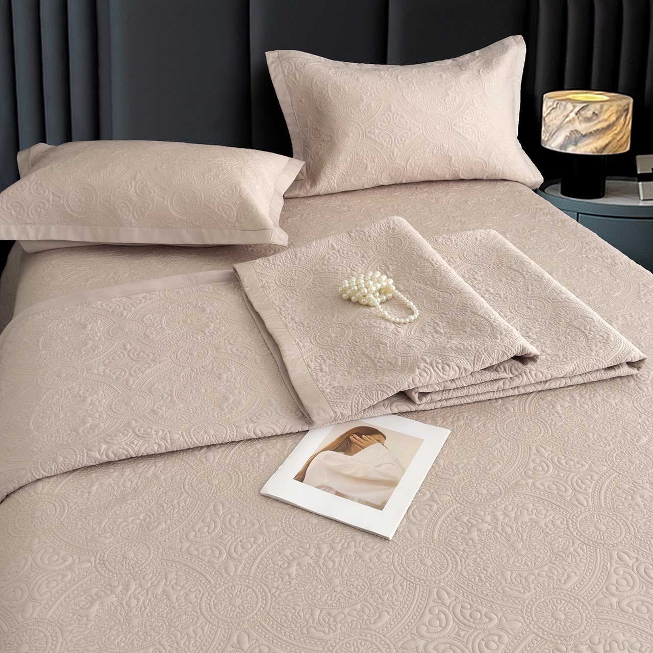 ZEPHYR HOME Покрывало 245х250 Тенсель Бежевый Узоры
