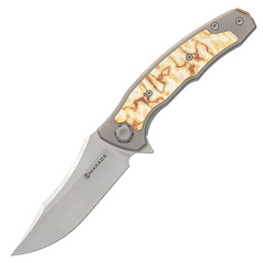Фото Складной нож Maxace Halictus Mokume, сталь M390, рукоять Mokume/Titanium