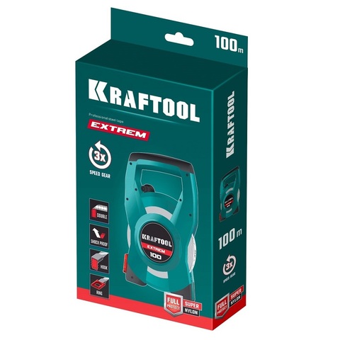 KRAFTOOL EXTREM, 100 м, геодезическая стальная мерная лента