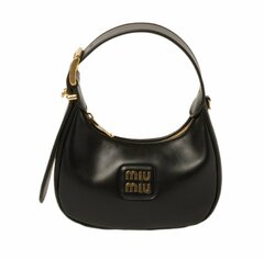 Кожаная женская сумка-хобо Miu Miu черный