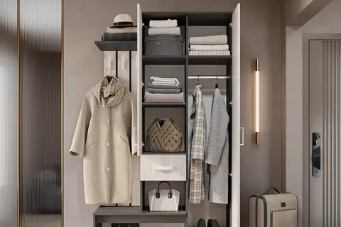 Прихожая Лира графит / дуб крафт белый