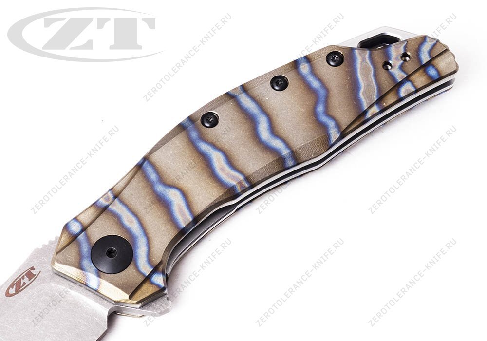 Нож Zero Tolerance ZT0357TS Custom Anodized Tiger Stripe Titanium - фотография 