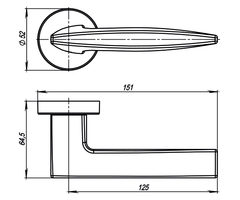 Ручка раздельная R.URB52.SQUID (SQUID URB9) MWSC-33 итальянский тисненый