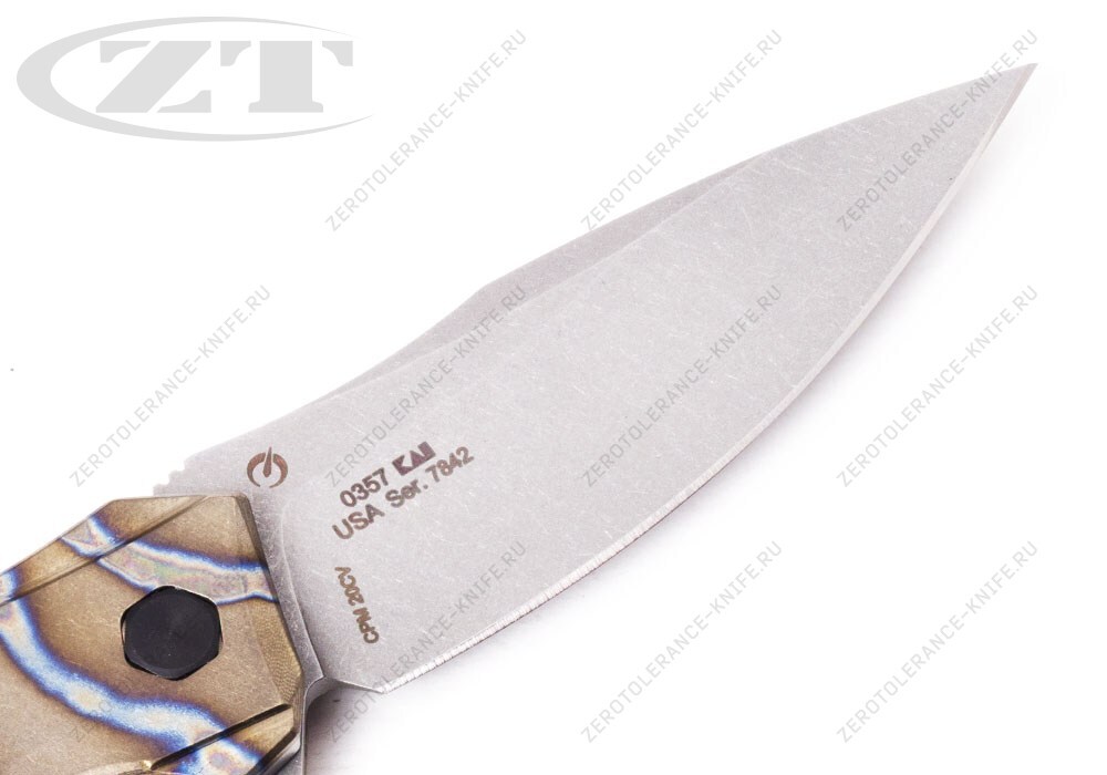 Нож Zero Tolerance ZT0357TS Custom Anodized Tiger Stripe Titanium - фотография 