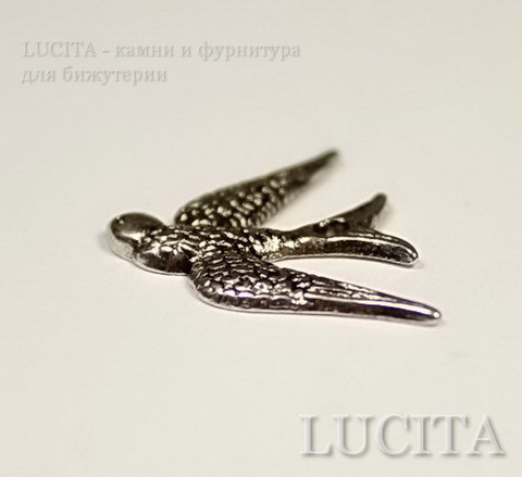 Подвеска "Ласточка" (цвет - античное серебро) 25х17 мм ()