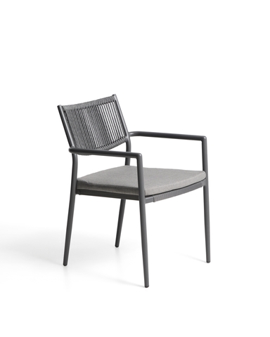 Фото: Уличный стул Argasi из алюминия графитового цвета и веревки - основной вид
