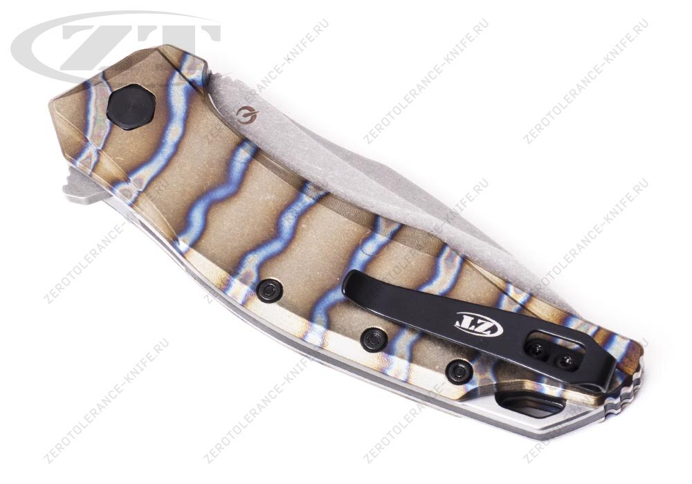 Нож Zero Tolerance ZT0357TS Custom Anodized Tiger Stripe Titanium - фотография 