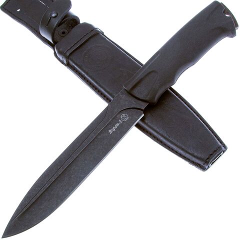 Нож Ворон-3 Кизляр 014302, сталь AUS-8 Blackwash, эластрон, 03017