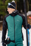 Премиальный костюм для лыж и зимнего бега Nordski Hybrid Hood Warm 2.0 Black-Alpine Green