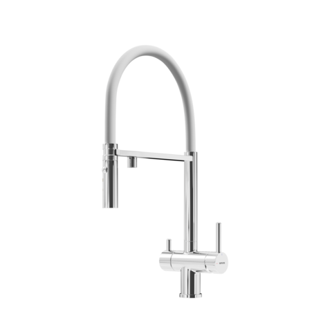 Sancos Imola SC4010CHWH Смеситель для кухни с гибким изливом и краном для фильтра, цвет: хром,белый