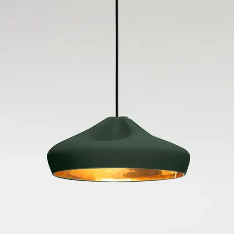 Фото: Подвесной светильник Pleat Box 36 LED темно-зеленый / золотой - основной вид