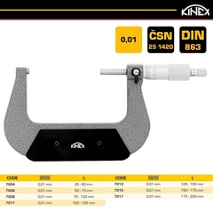 Микрометр МК-100 75-100мм DIN863 0,01мм Kinex 7008