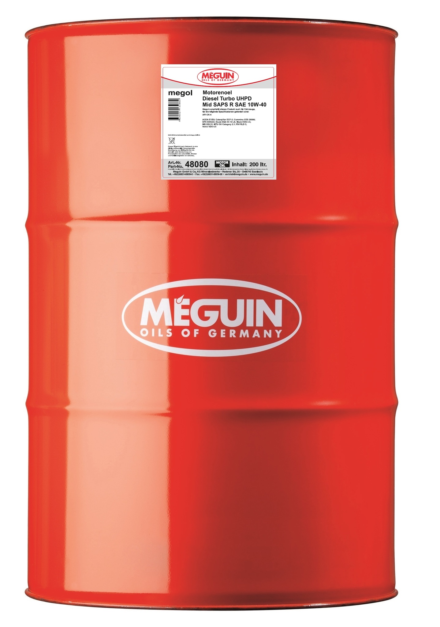Моторное масло Meguin Motorenoil Diesel Turbo UHPD Mid SAPS R SAE 10W40 полусинтетическое