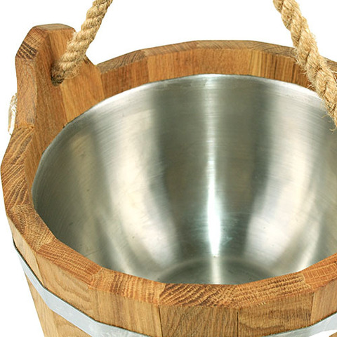 Шайка дубовая со вставкой из нержавейки, 4,5 л - 3