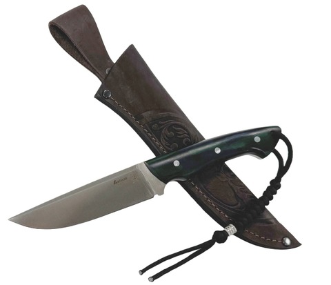 Нож Охотник, Bohler N690, рукоять микарта, зеленый