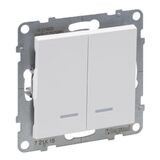 Выключатель двухклавишный с подсветкой/индикацией - Legrand SUNO - 10АХ 250В безвинтовые зажимы -  Белый — фото 5
