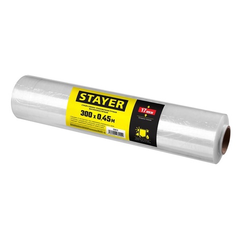 STAYER 300 м х 450 мм, 17 мкм УФ стойкая, ручная, упаковочная стрейч-пленка, MASTER (12611)