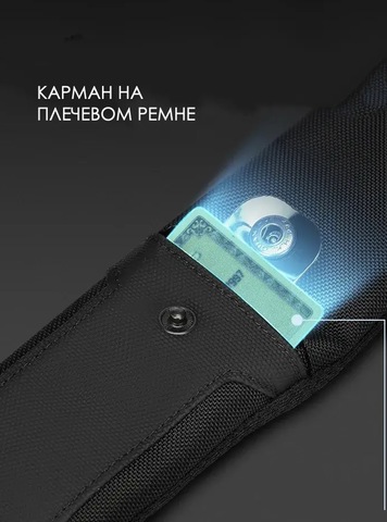 Картинка рюкзак однолямочный Ozuko 9807 Black - 9