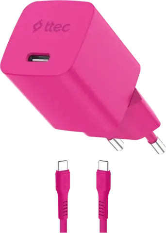 Зарядное устройство TTEC SmartCharger GAN 45W AVS PD Travel Fast Chargerс каб USB-C 1,2м, неоновый розовый