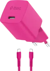 Зарядное устройство TTEC SmartCharger GAN 45W AVS PD Travel Fast Chargerс каб USB-C 1,2м, неоновый розовый