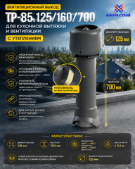 TP-85.125/160/700 Вентиляционный выход 125 с утеплением СЕРЫЙ