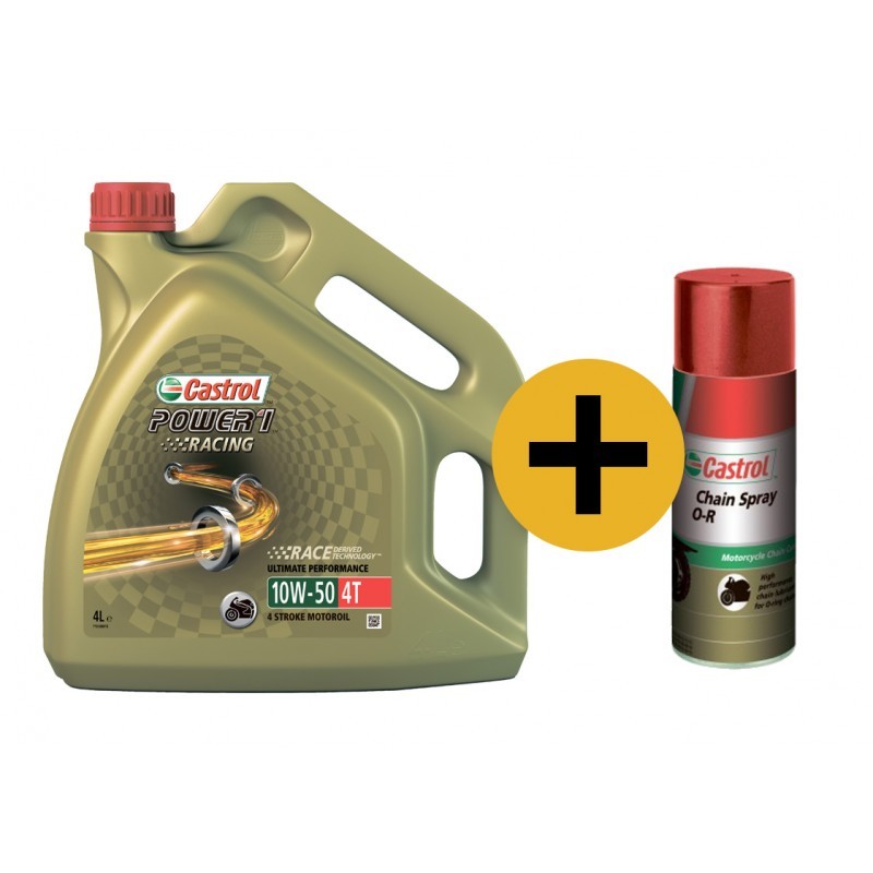 Castrol Power Racing 10w-50 4T (Промо-набор) - Синтетическое мотоциклетное масло + смазка