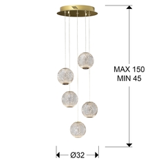 Люстра Austral LED 5L Ø32 золото
