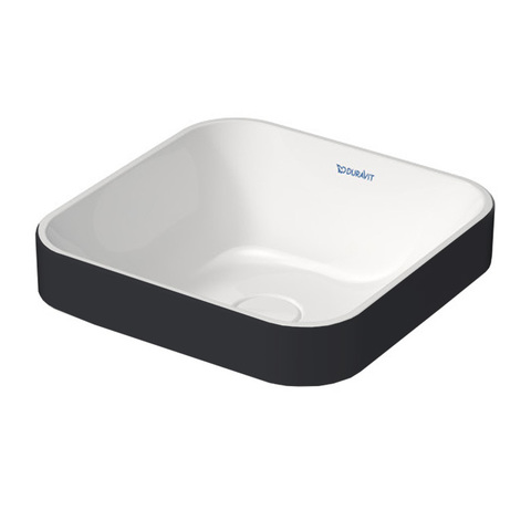 Duravit Happy D.2 Plus 2359406100 Раковина квадратная 400мм, без перелива,с выпуском с керамической крышкой цвет Anthracite matt/белый