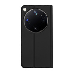 Чехол книжка из кожи черного цвета для OPPO Find X9 Ultra, серия Skin Pro Series от Dux Ducis