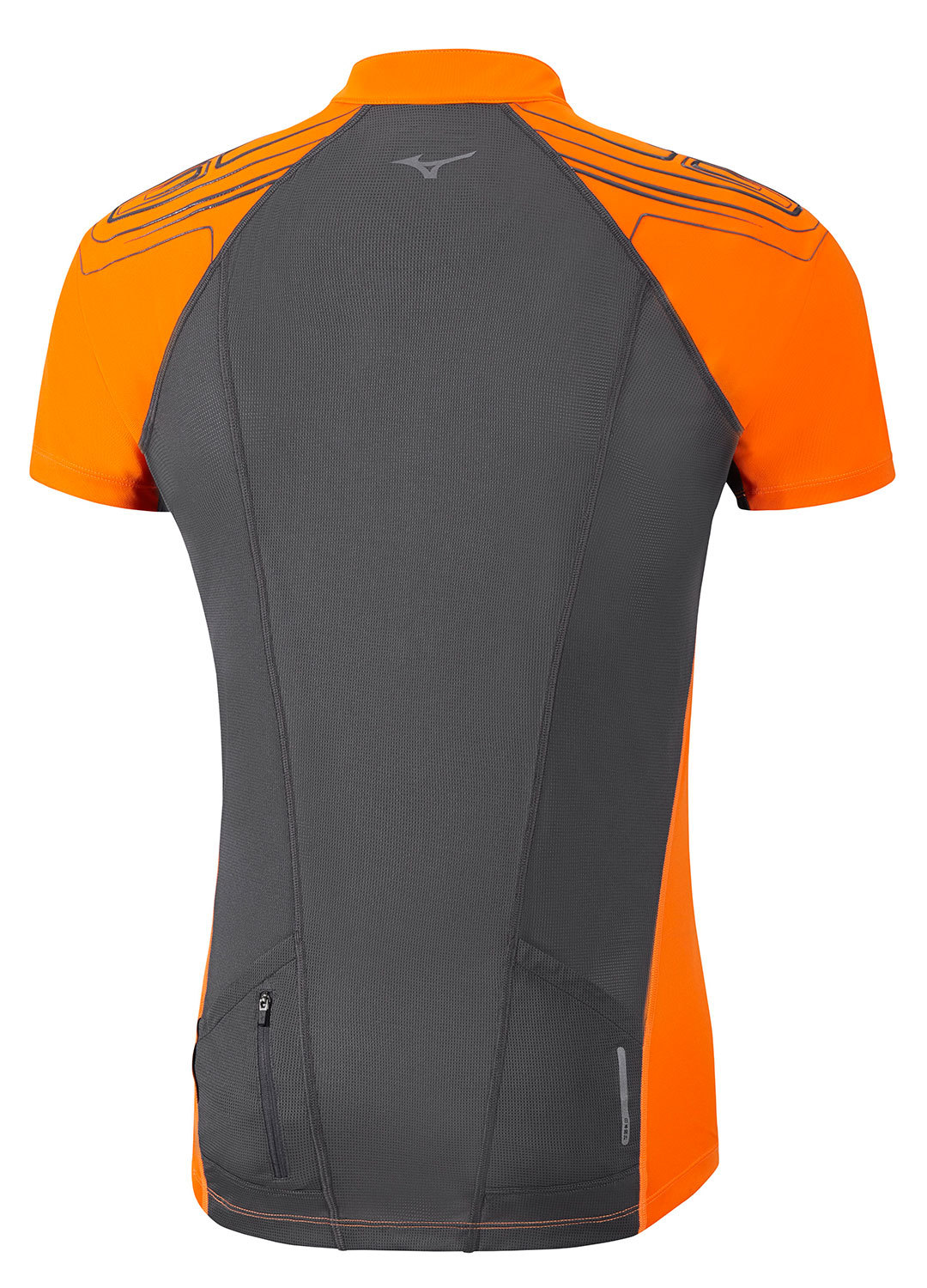 Футболка на молнии мужская Mizuno Mujin HZ Tee оранжевая-серая - 2