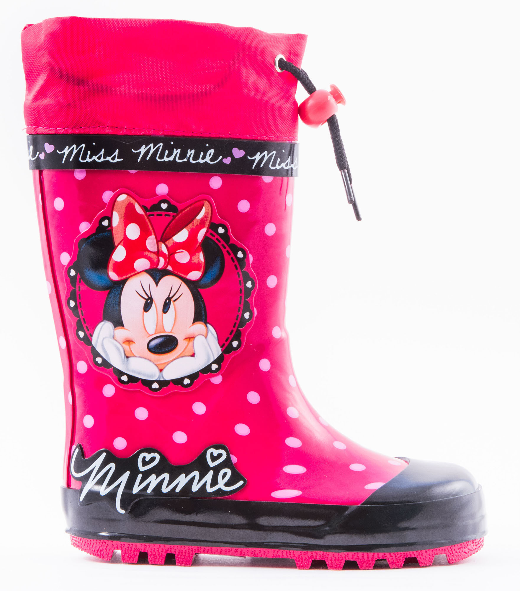 Резиновые сапоги Минни Маус (Minnie Mouse) утепленные для девочек, цвет красный