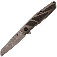 Фото Складной нож Kansept Cru сталь Damascus, рукоять Bronze Titanium/Twill Carbon Fiber