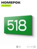 Номер на дверь 518, табличка на дверь для офиса, квартиры, кабинета, аудитории, склада, зеленая 120х70 мм, Айдентика Технолоджи