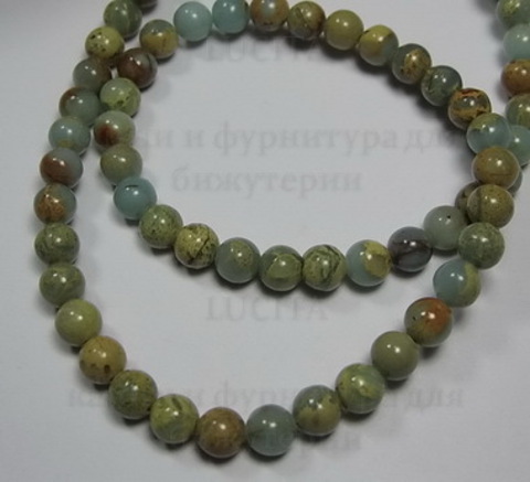 Бусина Яшма, шарик, цвет - многоцветный, 6 мм, нить ()