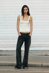 ZARA ДЖИНСЫ TRF WIDE-LEG С НИЗКОЙ ПОСАДКОЙ, ЧЕРНЫЙ