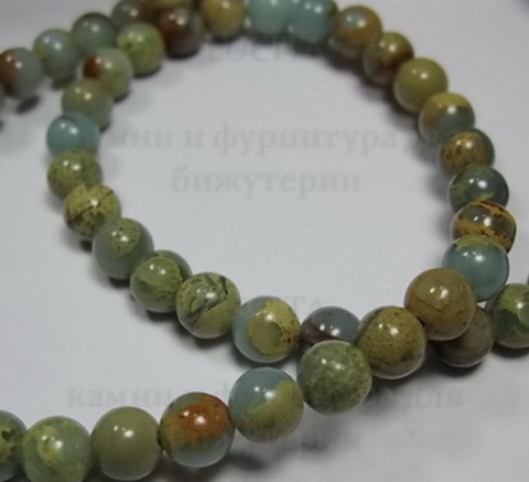 Бусина Яшма, шарик, цвет - многоцветный, 6 мм, нить ()