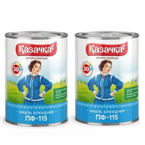 Эмаль Казачка ПФ-115, зеленое яблоко 0,9кг 2шт