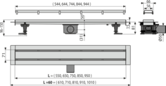Alcaplast APZ13-DOUBLE9 Водоотводящий желоб с двухсторонней решеткой DOUBLE APZ13-DOUBLE9-850