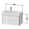 Duravit XSquare XS416802222 Тумба подвесная под раковину # 234880 (раковина слева), 2 ящика, 397x784x460мм, цвет White High Gloss