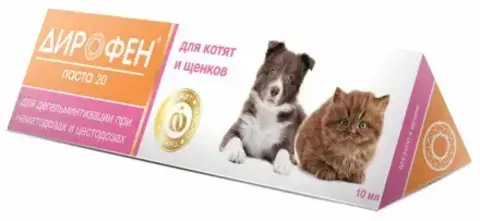 ДИРОФЕН ПАСТА Дирофен-паста 20 для дегельминтизации при нематозах и цестозах у котят и щенков - 10 м