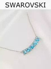 Колье Мираж с дорожкой голубых кубиков Swarovski